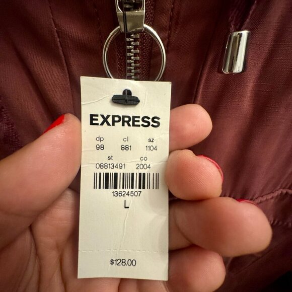 🌸 Express Hooded Utility Jacket | Size L | NWT | Dusty Rose - Picture 7 of 7